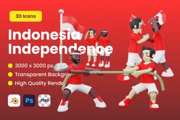 Indonesien Unabhängigkeit 3D Illustration Pack