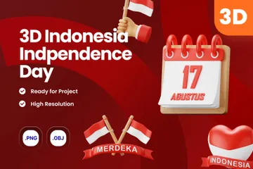 Indonesischer Unabhängigkeitstag 3D Icon Pack