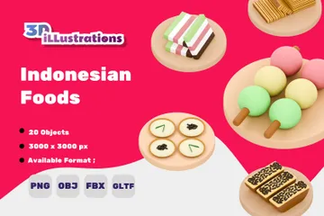 Indonesische Lebensmittel 3D Icon Pack