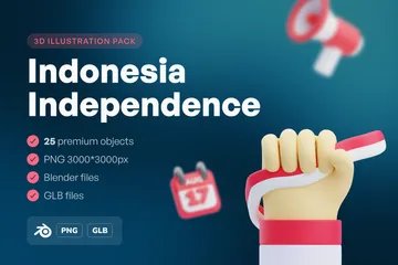 Indonesische Unabhängigkeit 3D Icon Pack