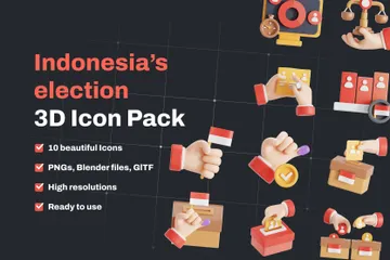 Wahlen in Indonesien 3D Icon Pack