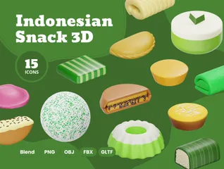 Indonesischer Snack 3D Icon Pack