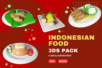 Indonesisches Essen 3D Icon Pack