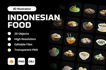 Indonesisches Essen 3D Icon Pack