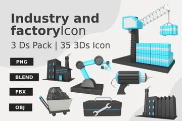 Industrie et usine Pack 3D Icon