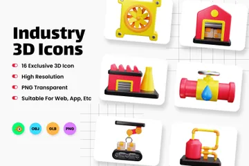 Industry 3D Icon Pack