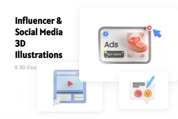 Influenceur et médias sociaux Pack 3D Illustration