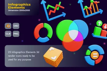 Elementos de infografía Paquete de Icon 3D