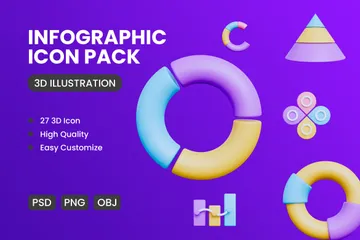 Infográfico Pacote de Icon 3D