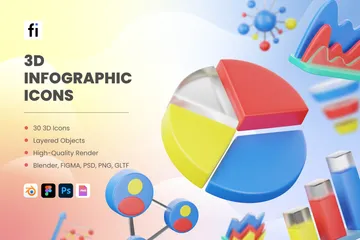 Infográfico Pacote de Icon 3D