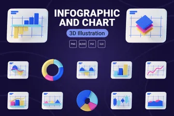 Infografik und Diagramm 3D Icon Pack