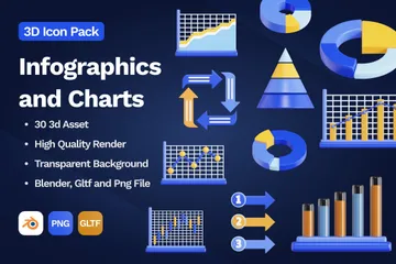 Infografiken und Diagramme 3D Icon Pack