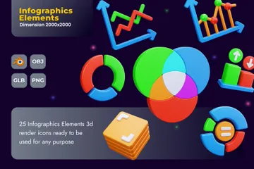 Éléments d'infographie Pack 3D Icon