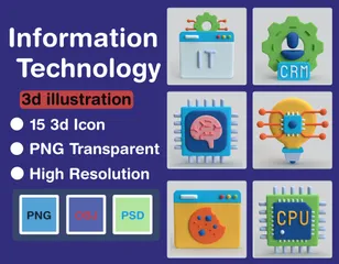 情報技術 3D Iconパック