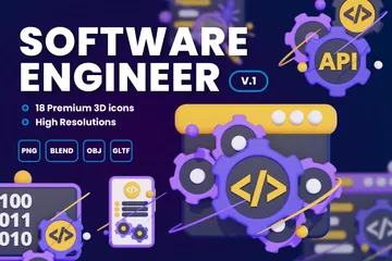 Ingénieur logiciel Vol 1 Pack 3D Icon