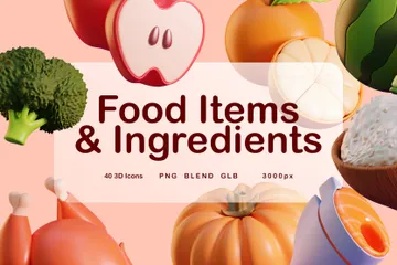 Alimentos e ingredientes Pacote de Icon 3D