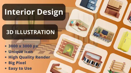 Innenarchitektur 3D Icon Pack