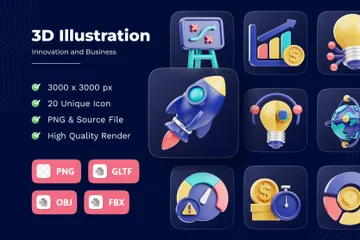 Innovation und Geschäft 3D Icon Pack