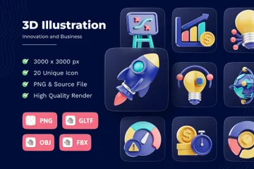 Inovação e negócios Pacote de Icon 3D