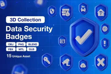 Insignias de seguridad de datos Paquete de Icon 3D