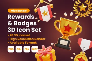 Recompensas e insignias Paquete de Icon 3D