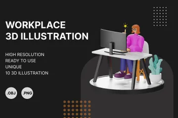 Inspirações para configuração de mesa organizada Pacote de Illustration 3D