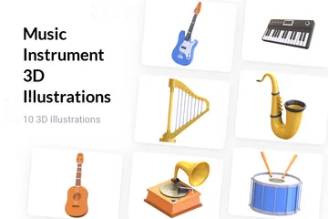 Instrumento musical Pacote de Illustration 3D