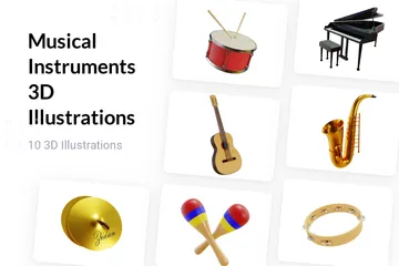 Instrumentos musicais Pacote de Illustration 3D