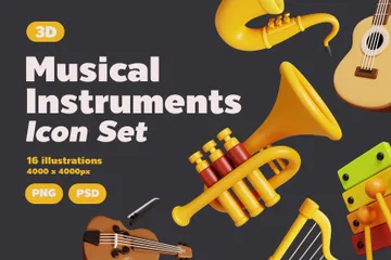 Instrumentos musicais Pacote de Illustration 3D
