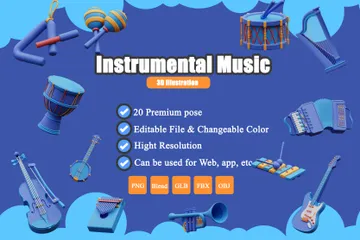 Instrumentos musicais Pacote de Icon 3D