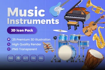 Instrumentos musicais Pacote de Icon 3D