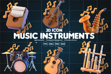 Instrumentos musicales 3D Illustration Pack