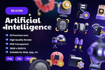 Inteligência artificial Pacote de Icon 3D