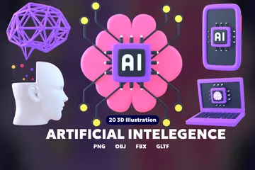 Inteligencia artificial Paquete de Icon 3D