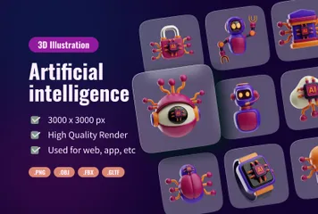 Inteligencia artificial Paquete de Icon 3D