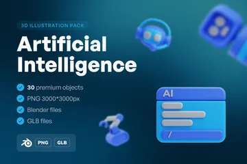 Inteligência artificial Pacote de Icon 3D