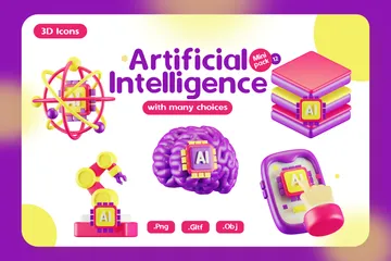 Inteligência artificial Pacote de Icon 3D