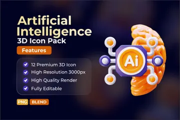 Inteligência artificial Pacote de Icon 3D