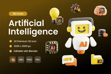 Inteligencia artificial Paquete de Icon 3D