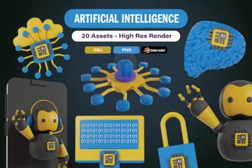 Inteligência artificial Pacote de Illustration 3D