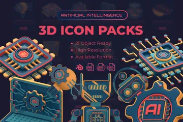 Inteligência artificial Pacote de Icon 3D