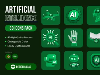 Inteligência artificial Pacote de Icon 3D