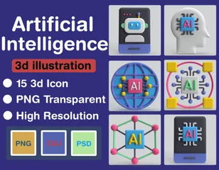 Inteligência artificial Pacote de Icon 3D