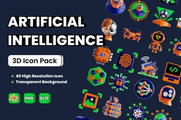 Inteligência artificial Pacote de Icon 3D