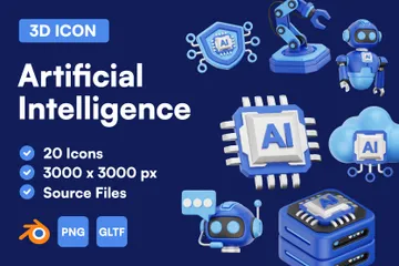 Inteligência artificial Pacote de Icon 3D