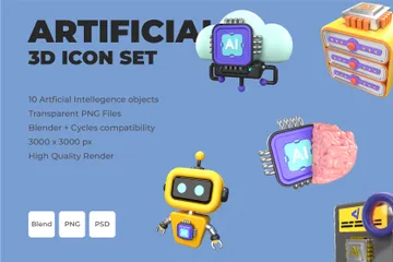 Inteligência artificial Pacote de Icon 3D