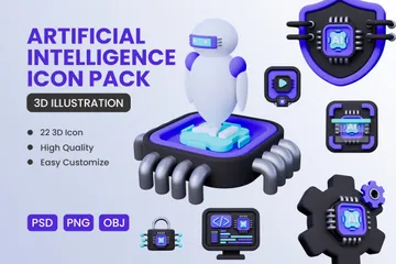 Intelligence artificielle Pack 3D Icon