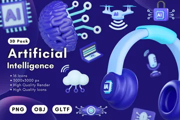 Intelligence artificielle 3D Icon Pack