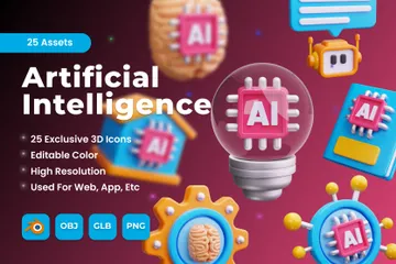 Intelligence artificielle Pack 3D Icon