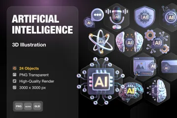 Intelligence artificielle Pack 3D Icon